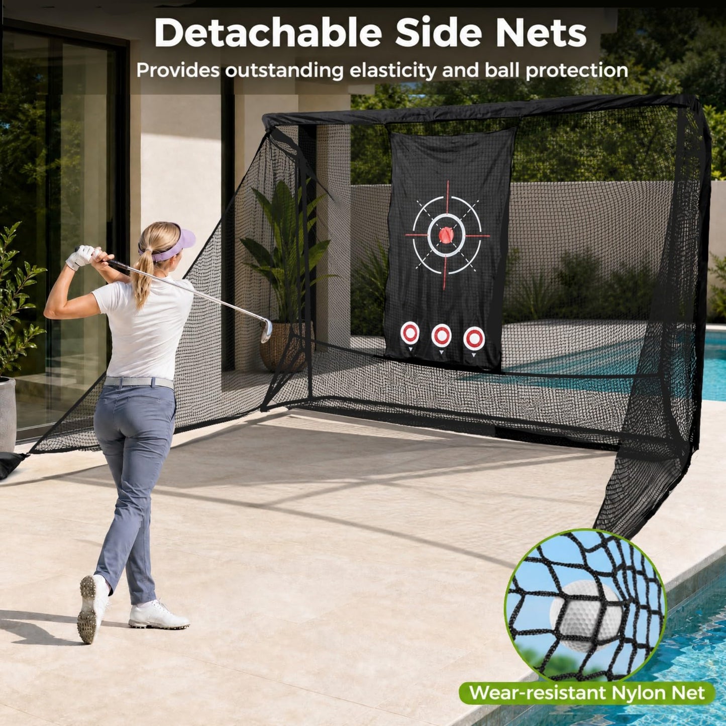 Tangkula 10 FT x 7.4 FT Golf Practice Hitting Net with Carry Bag