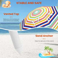 Tangkula 6.5 FT Beach Umbrella for Sand with Tilt Adjustment
