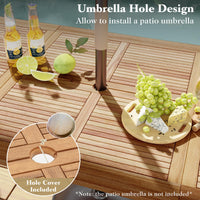 Tangkula 86.5-Inch Patio Dining Table, Indoor & Outdoor Dining Table w/Umbrella Hole for Patio Yard Deck, for 8 People