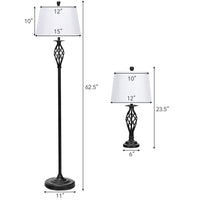Tangkula Lamp Set 3-Piece Modern Home Living Room Bedroom Chrome Finish Lamps
