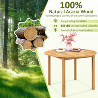 Round Outdoor Dining Table, Acacia Wood Dining Table - Tangkula