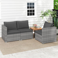 Tangkula 3 Seat Outdoor Modular PE Rattan Patio Cushioned Sectional Couch Furniture Set