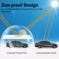10 x 20 Feet Carport, Waterproof Car Canopy with 6 Steel Legs, Ball Bungees & Wind Rope