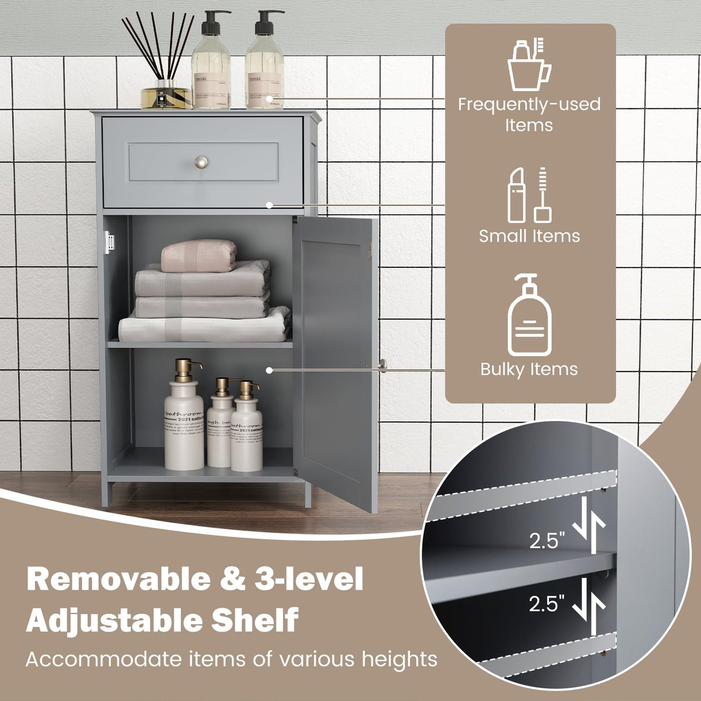 Tangkula Small Bathroom Cabinet for Small Spaces