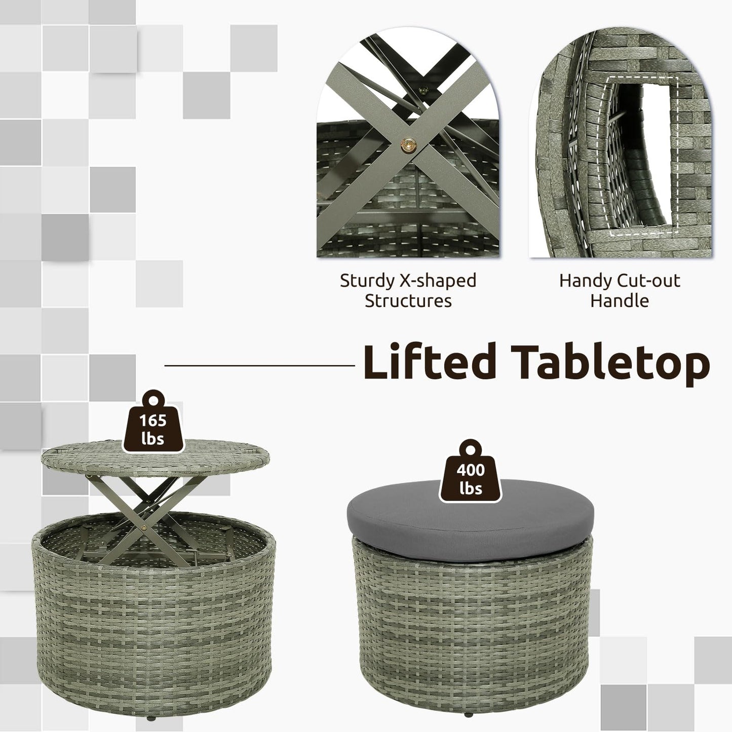 Tangkula Patio Round Daybed with Retractable Canopy