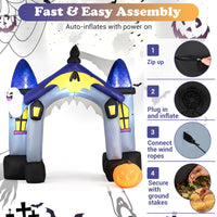 Tangkula 10 FT Halloween Lighted Inflatable Haunted House Castle Archway
