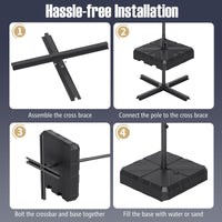 Tangkula Cantilever Umbrella Base Heavy Duty Fillable Weighted Offset Umbrella Stand