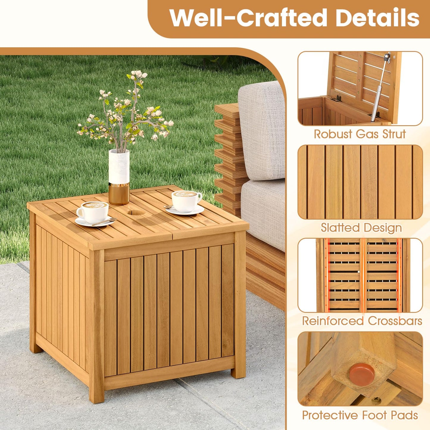 Tangkula 2-in-1 Outdoor Side Table with Storage