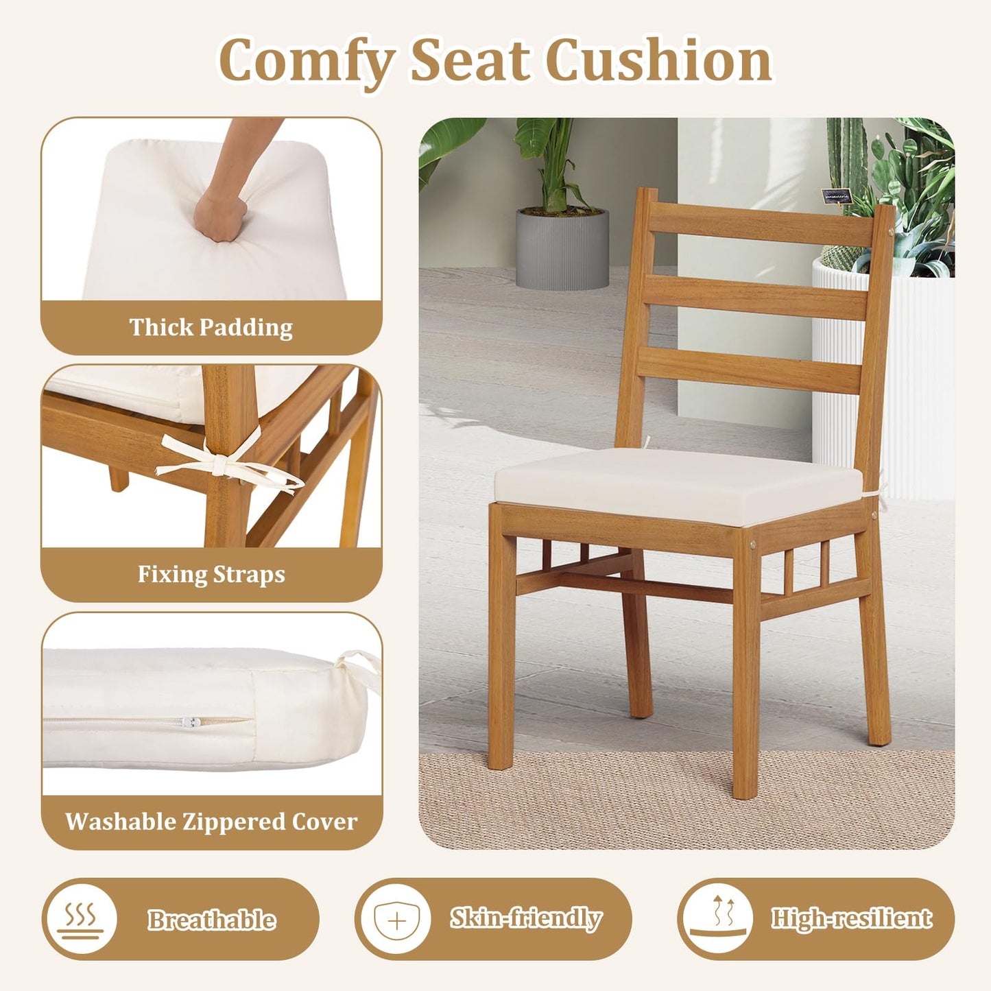 Tangkula 7 Pieces Patio Acacia Wood Dining Set