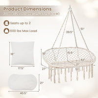 Tangkula 2-Person Hanging Hammock Chair with Cushions