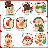 Tangkula 3 Piece Christmas Lighted Snowman Family Decoration