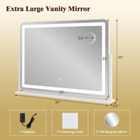 Tangkula Vanity Mirror with Lights 32" x 22" Large Makeup Mirror