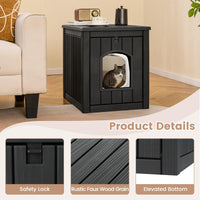 Tangkula Litter Box Enclosure with Flip Front Door & Raised Floor