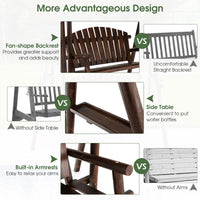Tangkula Wooden Porch Swing 2 Person A-Frame