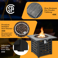 Tangkula 32-Inch Outdoor Propane Fire Pit Table, Patiojoy 50,000 BTU Square Gas Fire Pit with Ore Powder Tabletop
