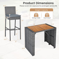 Tangkula 5 Piece Wicker Outdoor Bar Set for Pool Backyard Deck