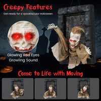 Tangkula Halloween Hanging Animated Zombie Prisoner Decoration Sound-Activated