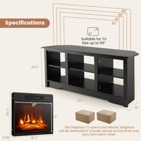 Tangkula 58” Fireplace TV Stand Home Entertainment Center with 18” 1400W Electric Fireplace