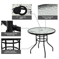 Tangkula 32" Round Outdoor Table with Tempered Glass Top