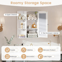 Tangkula 26 x 6.5 x 25 Inches Bathroom Wall Cabinet with Mirror