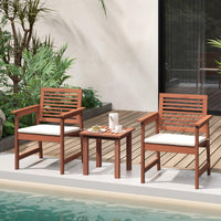 Tangkula 3-Piece Patio Furniture Set, Outdoor Bistro Set w/2 Seat Cushions, Coffee Table