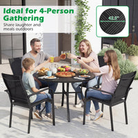 Tangkula 42.5" Round Metal Patio Dining Table for 4
