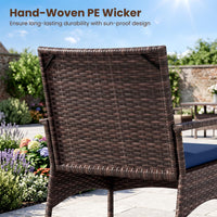 Tangkula 3-Piece Outdoor Wicker Rocking Bistro Set with 2-Tier Coffee Table