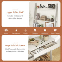 Tangkula Ladder Desk with Countertop & Drawer, Freestanding 2-Tier Ladder Shelf Desk