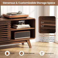 Tangkula Walnut TV Stand for 65” TVs for Living Room