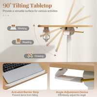 Tangkula Chariot de bureau mobile pliable avec plateau inclinable à 90°