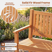 Tangkula 2-Seater Outdoor Wooden Bench with Slatted Seat