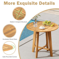 Tangkula 31.5" Round Patio Dining Table with Slatted Tabletop