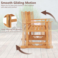 Tangkula 2-Person Outdoor Acacia Wood Glider Bench