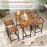 Tangkula 5 Piece Acacia Wood Bar Table Set
