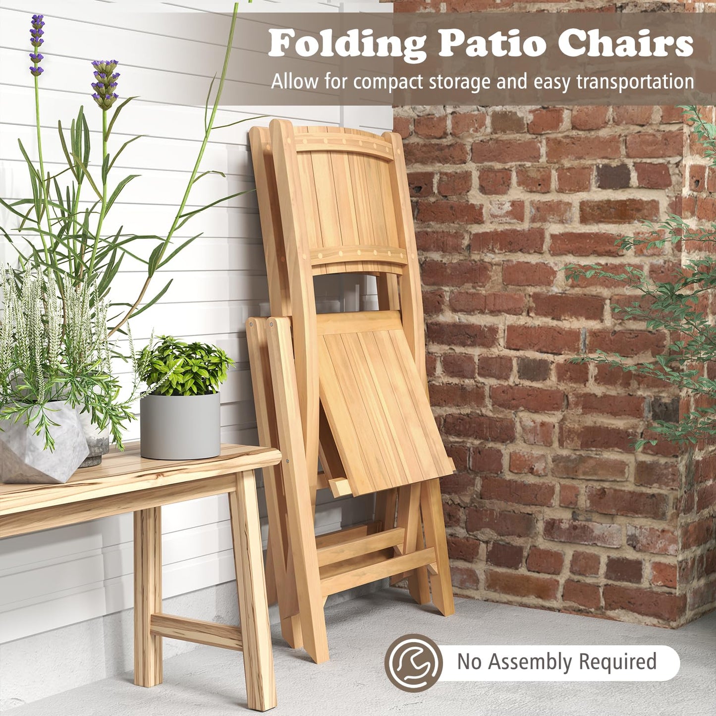 Tangkula 2/4 Pieces Folding Patio Chairs（slat back）