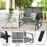 2-Person Patio Swing Glider Bench, Outdoor Rocker Glider Loveseat Chair