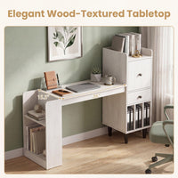 Tangkula Computer Desk with Storage Drawers & Bookshelf