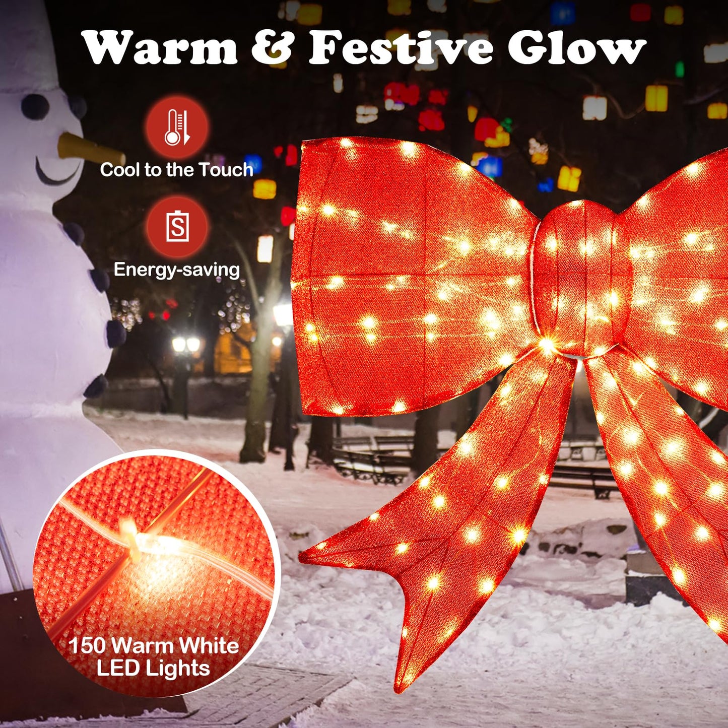 Tangkula 37” Lighted Christmas Bow Decoration
