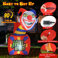 Tangkula 5 Ft Halloween Inflatable Clown with LED Lights for Indoor Outdoor Porch