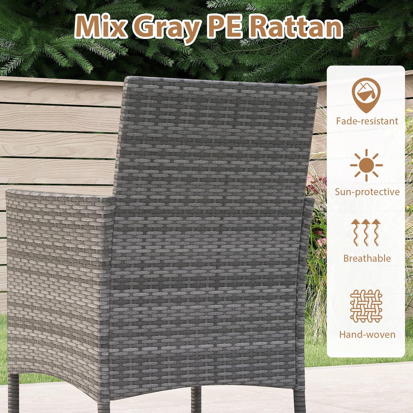 Tangkula 5 Pieces PE Wicker Patio Dining Set