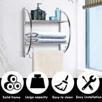 Tangkula Wall Mount 2 Tier Bathroom Shelf with Towel Bars, 18"W X 10"D X 22"H