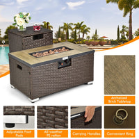 Tangkula 2 Piece Outdoor Propane Fire Pit Table Set with Hideaway Propane Tank Holder