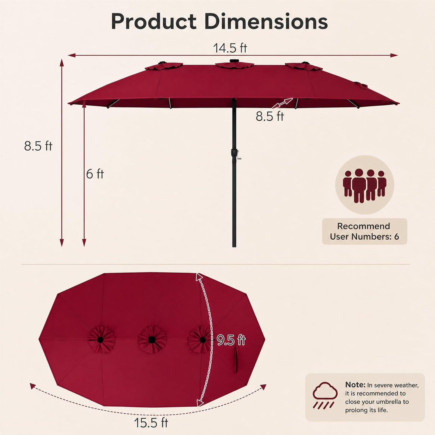 Tangkula Patio Umbrella with Solar Lights | Multi-Colored LED Lights
