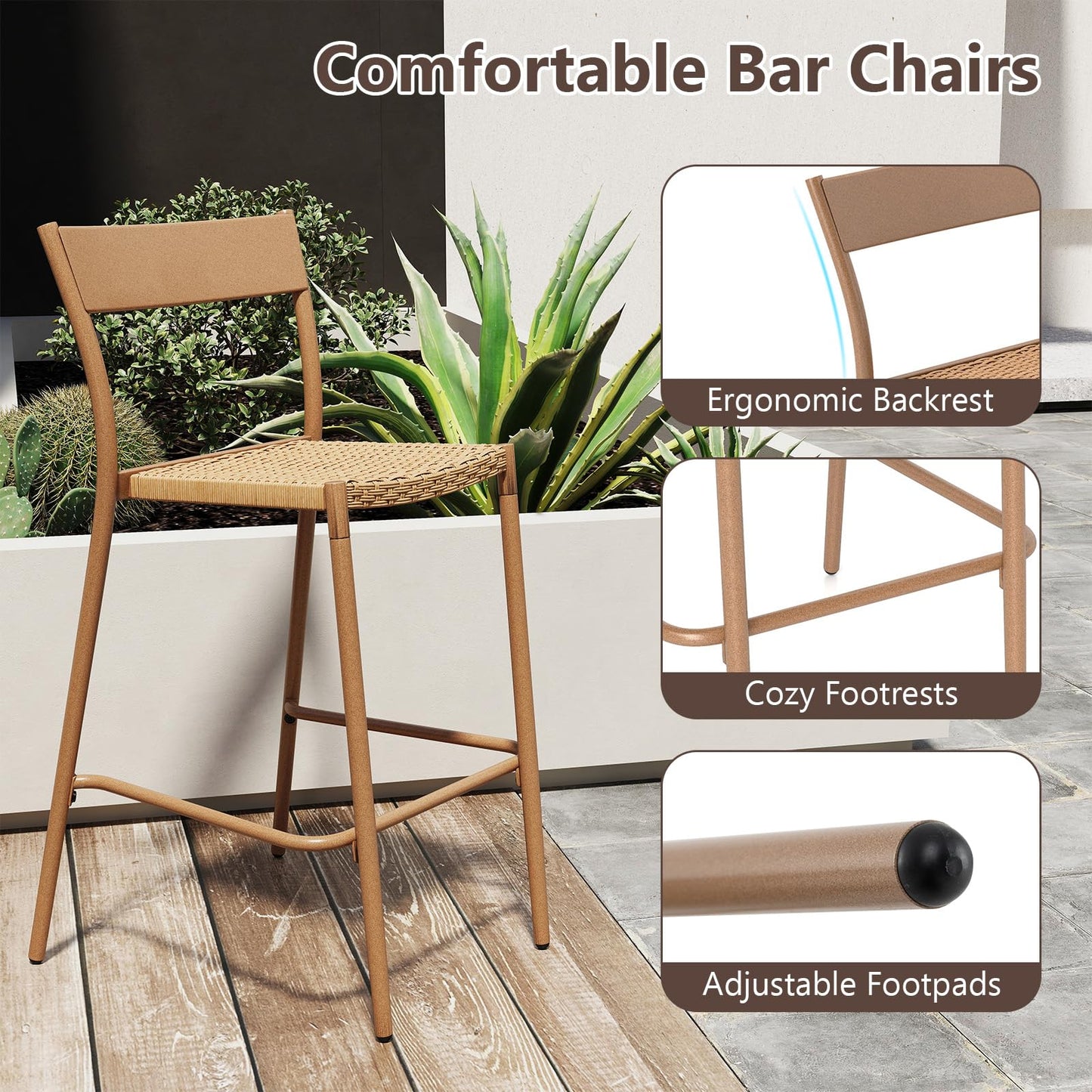 Tangkula Patio Barstools Set of 2/4