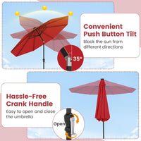 Tangkula 10 FT Solar Patio Umbrella with 96 Multi Colored Flowing LED Lights