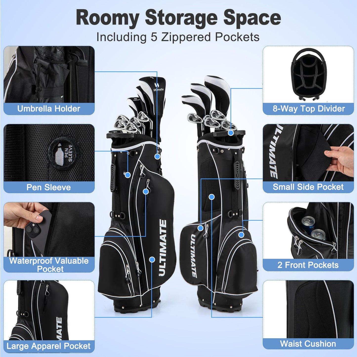 Tangkula 9/10/12 Pieces Men's Complete Golf Clubs Set