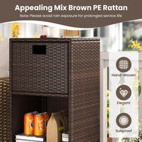 Tangkula Rattan Outdoor Storage Cabinet for Backyard Poolside Porch