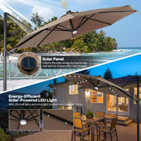 Tangkula 10FT Patio Cantilever Umbrella With 28 LED Lights