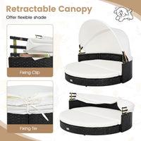 Tangkula Wicker Dog House with Retractable Canopy