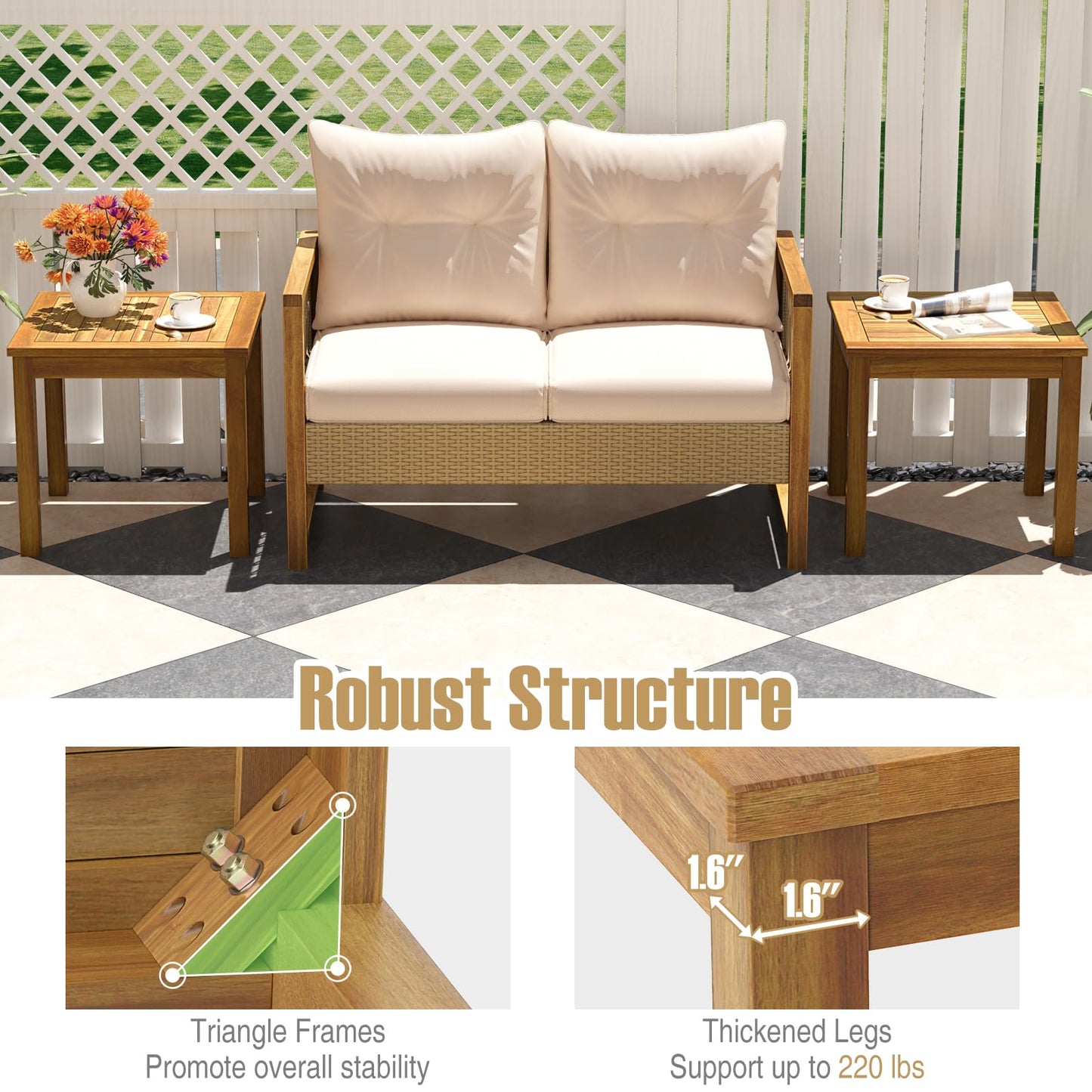 Table d'appoint d'extérieur Tangkula pour porche, terrasse, jardin, intérieur